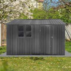 Outdoor Storage Shed, Metal Anti-Corrosion Utility Tool House with Lockable Door Shutter Vents, Outdoor Gardens Storages Sheds