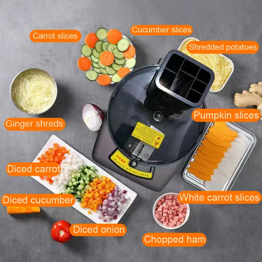 110V/220V Commercial Electric Vegetable Cutter & Chopper | Ham Mincer | Automatic Slicer & Grinder | Dicing Machine | Fruit & Potato Shredder