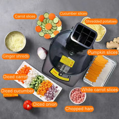 110V/220V Commercial Electric Vegetable Cutter & Chopper | Ham Mincer | Automatic Slicer & Grinder | Dicing Machine | Fruit & Potato Shredder