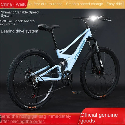 Full Suspension MTB Mountain Bike – Men’s Quad Bicycle with V-Brake/Disc Brake Options | Bicicletta Uomo | Durable Off-Road Bici