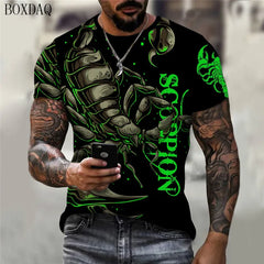 Men's Scorpion Graphic T-Shirt – 3D Animal Print Short Sleeve O-Neck Street Style Casual Top (Up to 6XL)