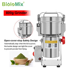 BioloMix 800g/700g Grains, Spices, Herbs, Cereal, Coffee Dry Food Grinder Mill – Gristmill Flour Powder Crusher