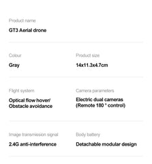 T3 MINI Drones GPS 8K Professional HD 180° Dual Cameras 5G WIFI Brushless Motors Obstacle Avoidance FPV Foldable Quadcopter Toy