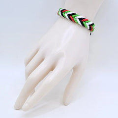 Geometric Polka Dot Palestine Bracelet – Multicolor Handwoven Arabic Style Gaza Flag Jewelry for Men & Women
