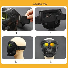 Skull Horror Motorcycle Mask Helmet – Open-Face Off-Road Helmet with Goggles | Cool Sports Riding Skull Mask for Bikers