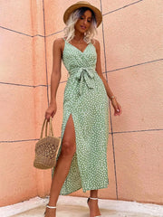 Summer Backless Floral Printed Long Dress for Women – Sexy Beachwear & Vacation Dress