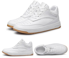 Men's Genuine Leather Height-Increasing Sneakers – Casual White Platform Shoes with 6/8/10CM Lift Insole