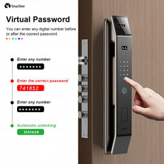 SmaerDeer Smart lock with Camera 3D Facial Recognition Electronic Door Lock with Visual Doorbell for Video Surveillance