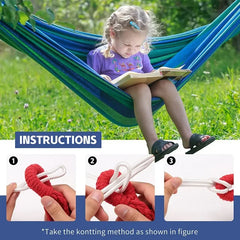 WESTTUNE Outdoor Canvas Hammock | Camping Swing with Tree Ropes | 200kg Load-Bearing for Garden, Patio & Backyard