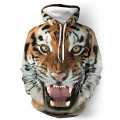 Vintage Tiger Men's Hoodie 3d Print Tops Fashion Animal Tiger Graphics Long Sleeve Hoodie Men Oversized Streetwear Tops Tees