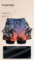 Double-Layer Swim Trunks for Men – Boxer Shorts with Anti-Embarrassment Lining | Professional Beach Pants & Adult Swim Gear