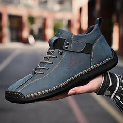 Handmade Leather Men’s Casual Sneakers – Breathable Ankle Boots for Outdoor Style & Comfort