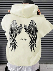 Autumn and Winter New Fashion Wing Printed Hoodie High Quality Men's Casual Street Sports and Fitness Clothing