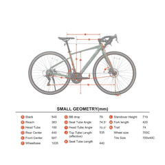 700c G.1 Explorer Gravel Bike – Drop Bar, Small Frame (5'1"–5'5") | Green Adult All-Terrain Bicycle