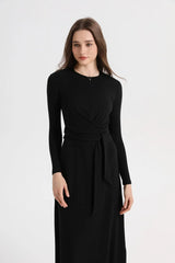 Summer Ribbing Closed-Fit Wrap Top & A-Line Dress High Stretch Matching Set – Chic & Comfortable Women's Outfit