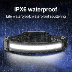 High Power LED Headlamp – 7 Modes XPE+COB Sensor Headlight with 18650 Battery for Fishing & Hunting