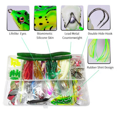 Fishing Lure Kit – Soft & Hard Bait Set | Minnow, Metal Jig, Spoon, Crankbait for Bass & Pike | Tackle Accessories with Box