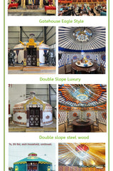 Large Mongolian Yurt Tent – Double Slope Steel & Bamboo Frame, Water-Resistant PVC, Glamping, Farmhouse, Restaurant, BBQ