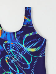 Women's One-Piece Printed Swimsuit – Padded Racing Swimwear for Summer Beach & Pool