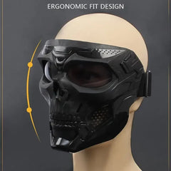 Skull Horror Motorcycle Mask Helmet – Open-Face Off-Road Helmet with Goggles | Cool Sports Riding Skull Mask for Bikers