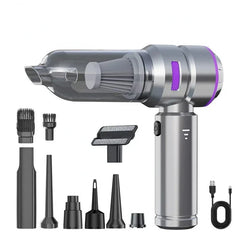 2-in-1 Portable Car Vacuum & Compressed Air Duster | High-Power Brushless Motor Wireless Handheld Cleaner | 15000Pa Suction for Home, Office & Auto Detailing