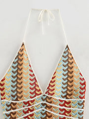 Deep V-Neck Summer Dress for Women – Sexy High-Waisted Sleeveless Backless Halter Gown | Elegant Party & Prom Vestido