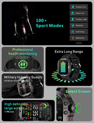 2024 New Rugged Military GPS Smart Watch Men AMOLED HD Screen Heart Rate Waterproof Outdoor SmartWatch Bluetooth Call For Xiaomi