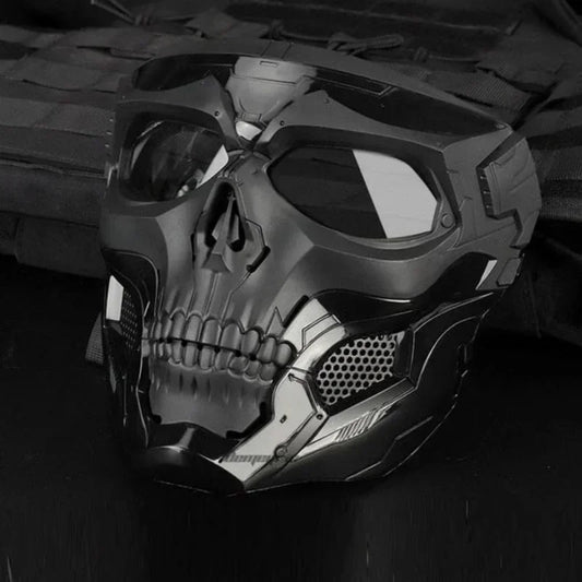 Skull Horror Motorcycle Mask Helmet – Open-Face Off-Road Helmet with Goggles | Cool Sports Riding Skull Mask for Bikers