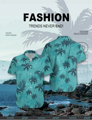 Summer Animal Crane Men's Hawaiian Shirt – 3D Plant & Flower Print Beach Shirt, Plus Size up to 5XL