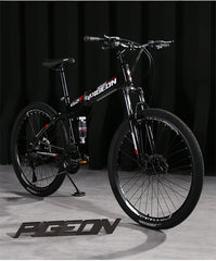 Foldable Mountain Bike for Men & Teens – Dual Shock Absorption, 21-Speed, Road & Off-Road Bicycle for Students & Adults