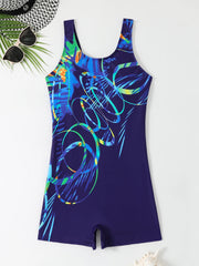 Women's One-Piece Printed Swimsuit – Padded Racing Swimwear for Summer Beach & Pool