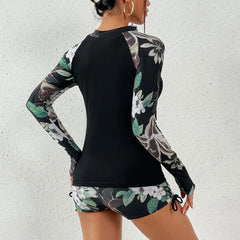 Women's Long Sleeve Surfing Swimsuit – 2-Piece Sporty Tankini Swimwear Set