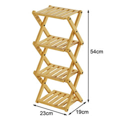 4-Tier Folding Bamboo Plant Stand - X-Shaped Plant Rack & Shoe Display Shelf for Entryway & Living Room
