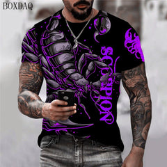Men's Scorpion Graphic T-Shirt – 3D Animal Print Short Sleeve O-Neck Street Style Casual Top (Up to 6XL)