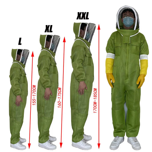 Beekeeper 3D Breathable Protective Suit – Long Sleeve Coverall with Gloves | Extra Comfort Beekeeping Gear & Bee Farm Tools