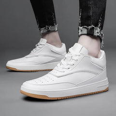 Men's Genuine Leather Height-Increasing Sneakers – Casual White Platform Shoes with 6/8/10CM Lift Insole
