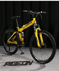 Foldable Mountain Bike for Men & Teens – Dual Shock Absorption, 21-Speed, Road & Off-Road Bicycle for Students & Adults