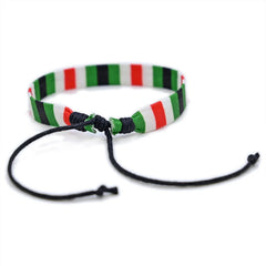 Geometric Polka Dot Palestine Bracelet – Multicolor Handwoven Arabic Style Gaza Flag Jewelry for Men & Women