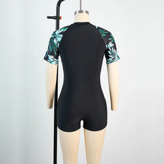 Women’s One-Piece Sports Bathing Suit – Monokini with Zipper | Sunscreen Surfing Swimwear & Beach Bodysuit for Ladies