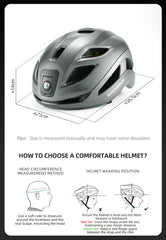 ROCKBROS Bicycle Light Helmet Type-C Charging Cycling Helmet Rechargeable Adjustable MTB Safely Mountain Road Scooter Helmet