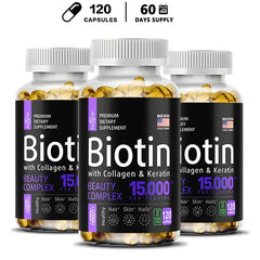 Balincer Biotin + Collagen + Keratin Supplement – 120 Non-GMO Capsules for Hair, Skin & Nail Health