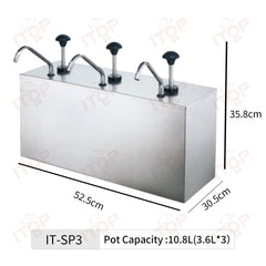 3.6L Stainless Steel Sauce Pump Dispenser | Commercial Kitchen Sauce Station | Ketchup & Black Pepper Sauce Dispenser