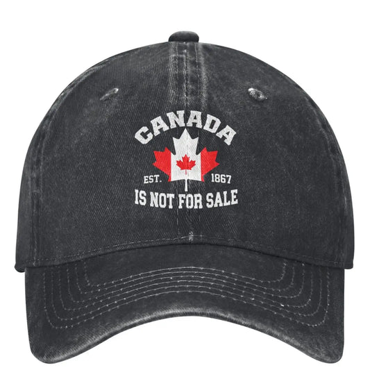 Canada Is Not For Sale EST. 1867" Denim Baseball Cap – Vintage Trucker Hat, Tennis & Skate Sun Visor for Men