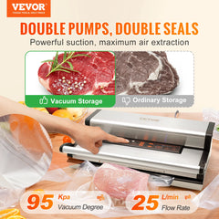 VEVOR Commercial Vacuum Sealer Machine – Multifunctional Automatic Food Packaging with Bag Roll Storage Cutter for Home Kitchen Use