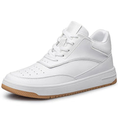 Men's Genuine Leather Height-Increasing Sneakers – Casual White Platform Shoes with 6/8/10CM Lift Insole
