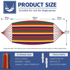 WESTTUNE Outdoor Canvas Hammock | Camping Swing with Tree Ropes | 200kg Load-Bearing for Garden, Patio & Backyard