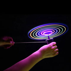Kids LED Luminous Flying Disc – Pull String UFO Propeller Toy for Outdoor Fun & Sports