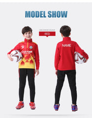 Kids’ Football Tracksuit – Warm Fleece Long Sleeve Soccer Sportswear Set with Sweatshirt & Jogging Jacket for Boys