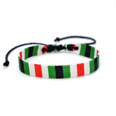 Geometric Polka Dot Palestine Bracelet – Multicolor Handwoven Arabic Style Gaza Flag Jewelry for Men & Women