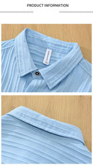 2024 Summer Trendy Men's Shirt Short Sleeved Thin Ice Silk Non Iron Pressed Wrinkle Texture Casual Loose Cardigan Lined Top